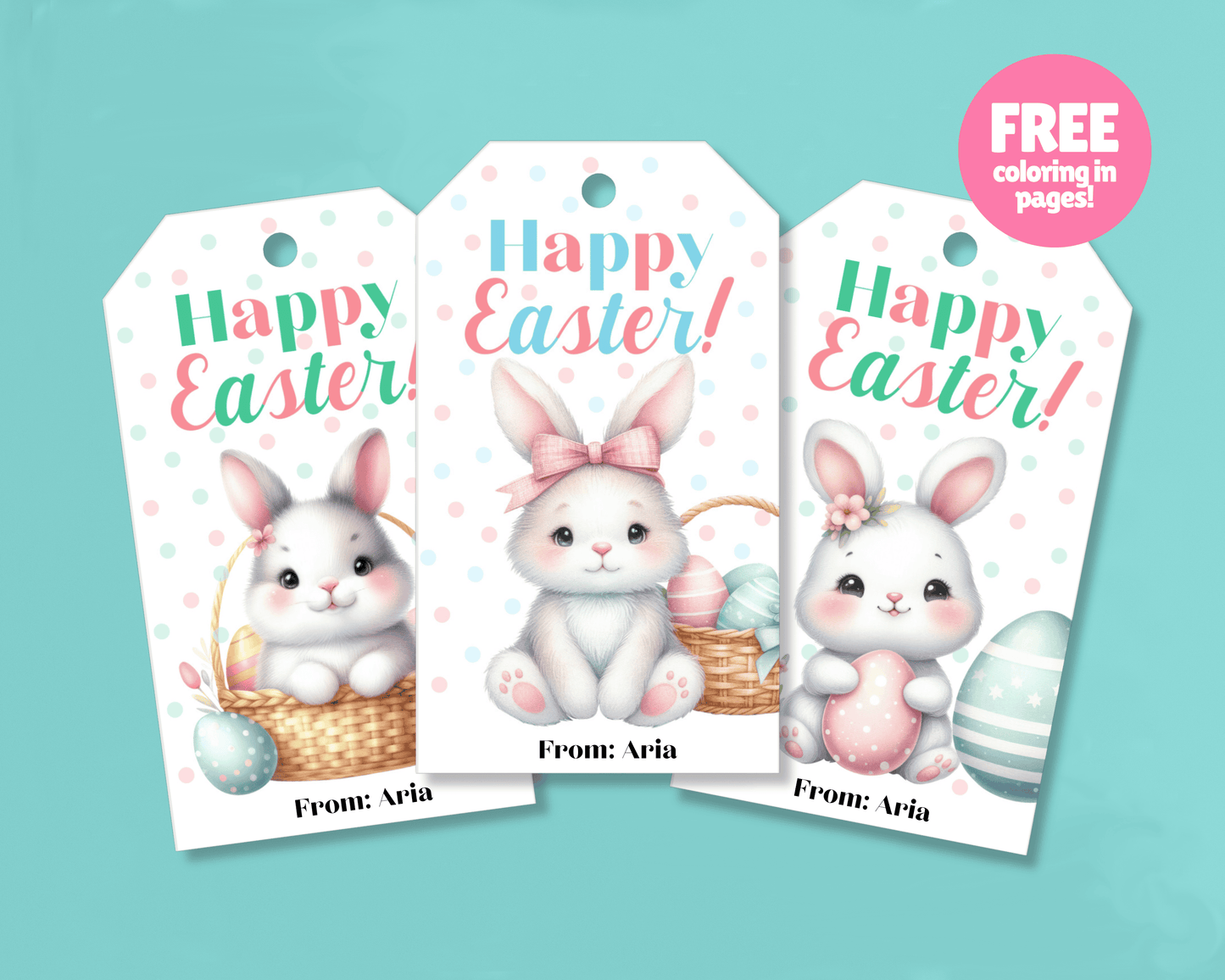 Editable Easter Gift Tags, Printable Easter Basket Tags