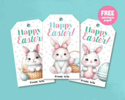 Editable Easter Gift Tags, Printable Easter Basket Tags