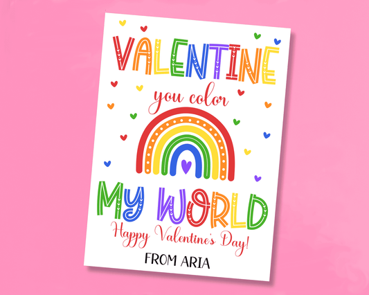 Editable Rainbow Valentine Cards for Kids Classroom Valentine