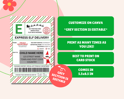 EDITABLE Elf Shipping Label