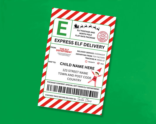 EDITABLE Elf Shipping Label