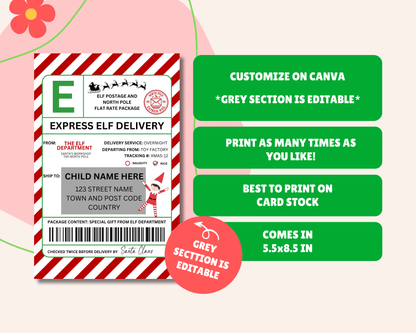 EDITABLE Elf Shipping Label