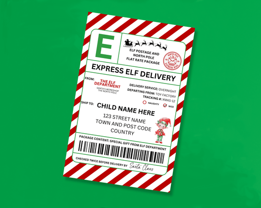 EDITABLE Elf Shipping Label