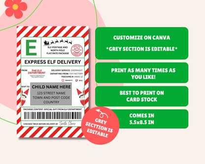 EDITABLE Elf Shipping Label