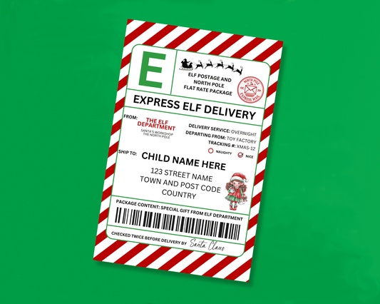EDITABLE Elf Shipping Label