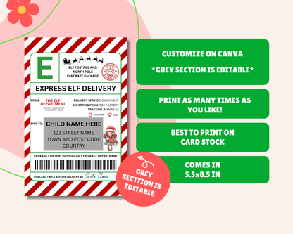 EDITABLE Elf Shipping Label