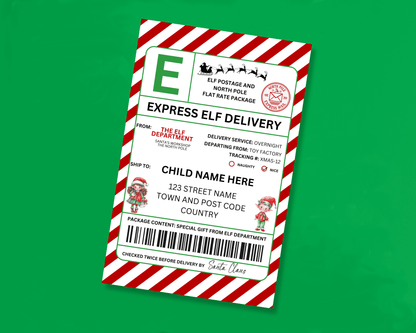 EDITABLE Elf Shipping Label