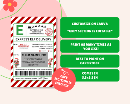 EDITABLE Elf Shipping Label