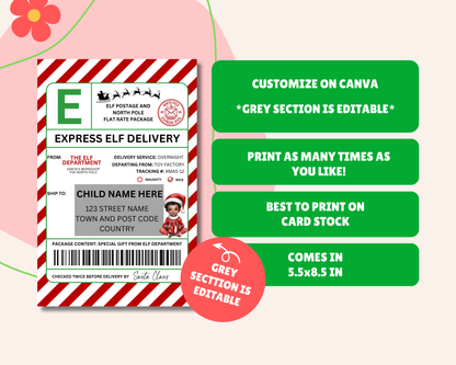 EDITABLE Elf Shipping Label