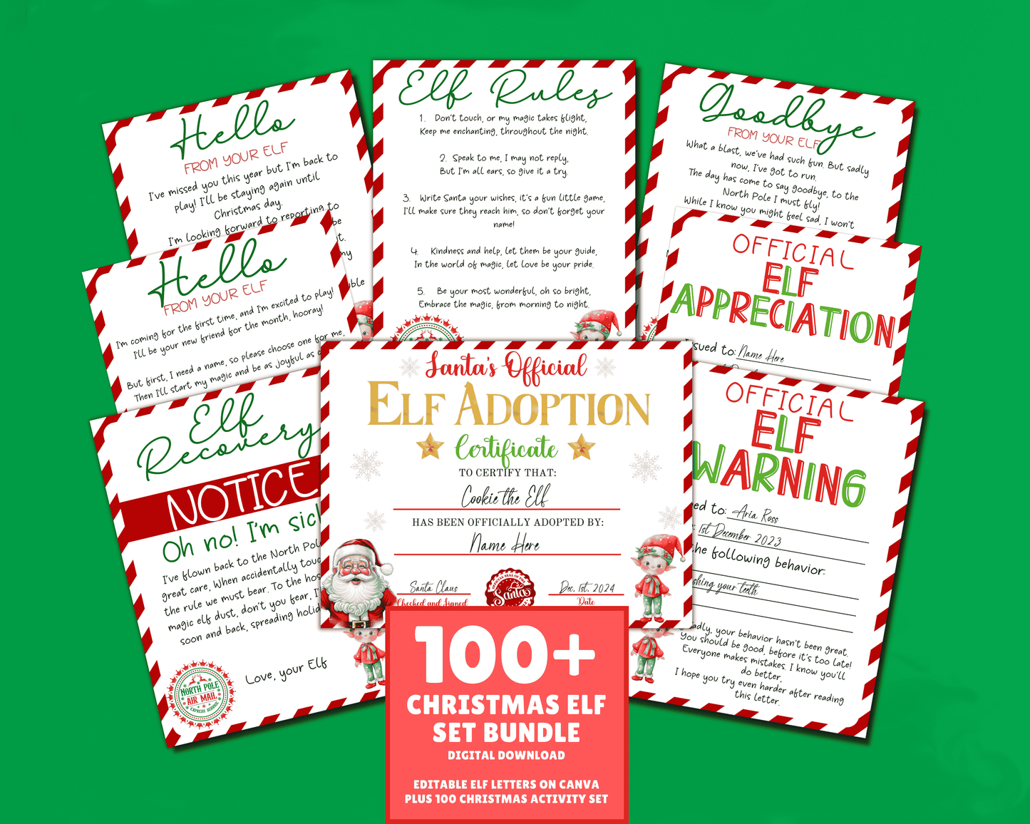 EDITABLE Elf Letter Set