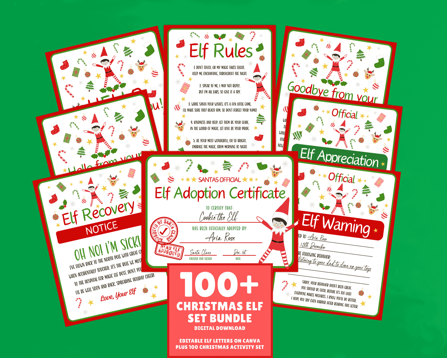 EDITABLE Elf Letter Set