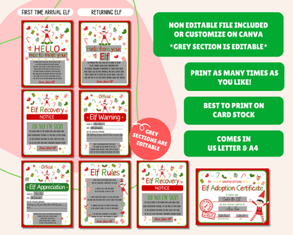 EDITABLE Elf Letter Set