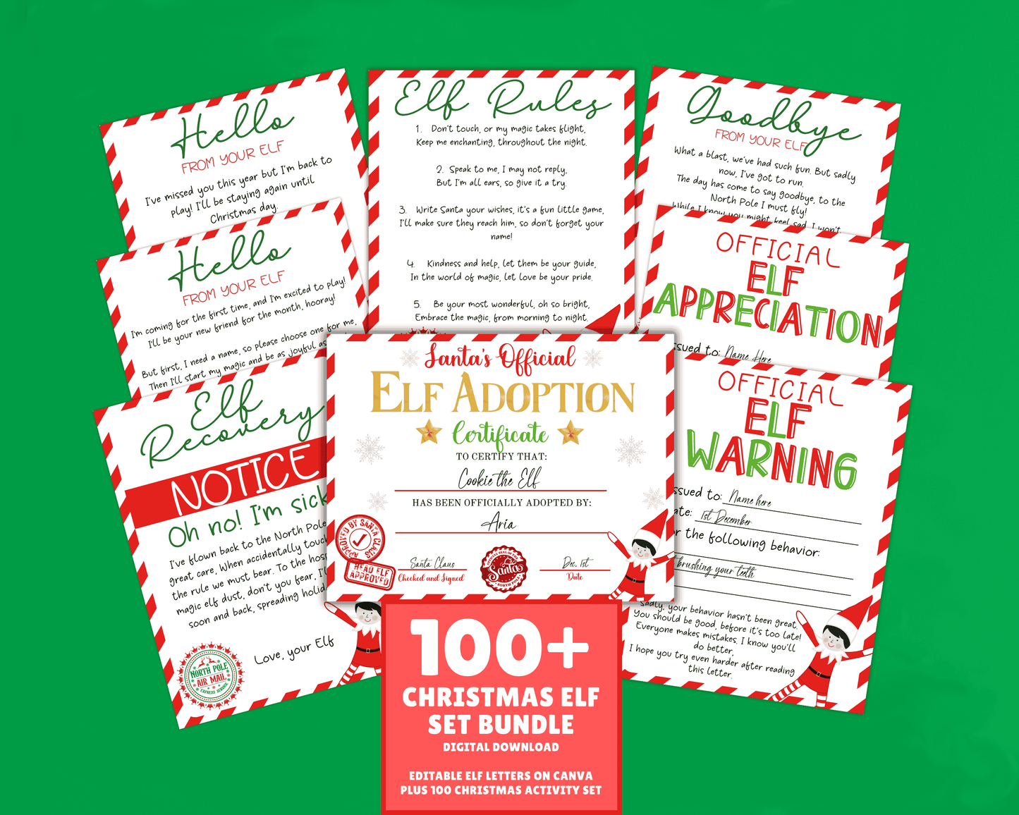 EDITABLE Elf Letter Set