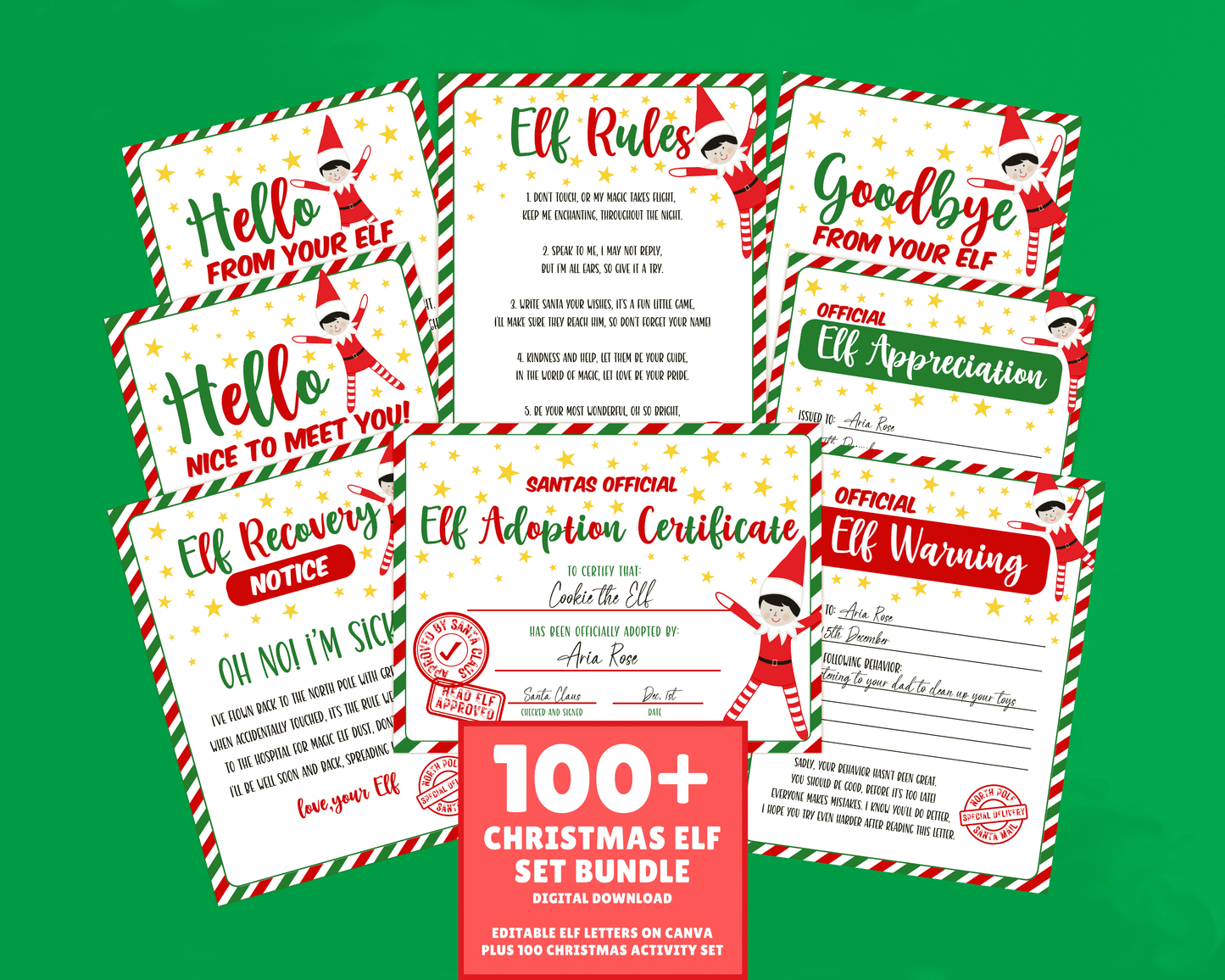 EDITABLE Elf Letter Set