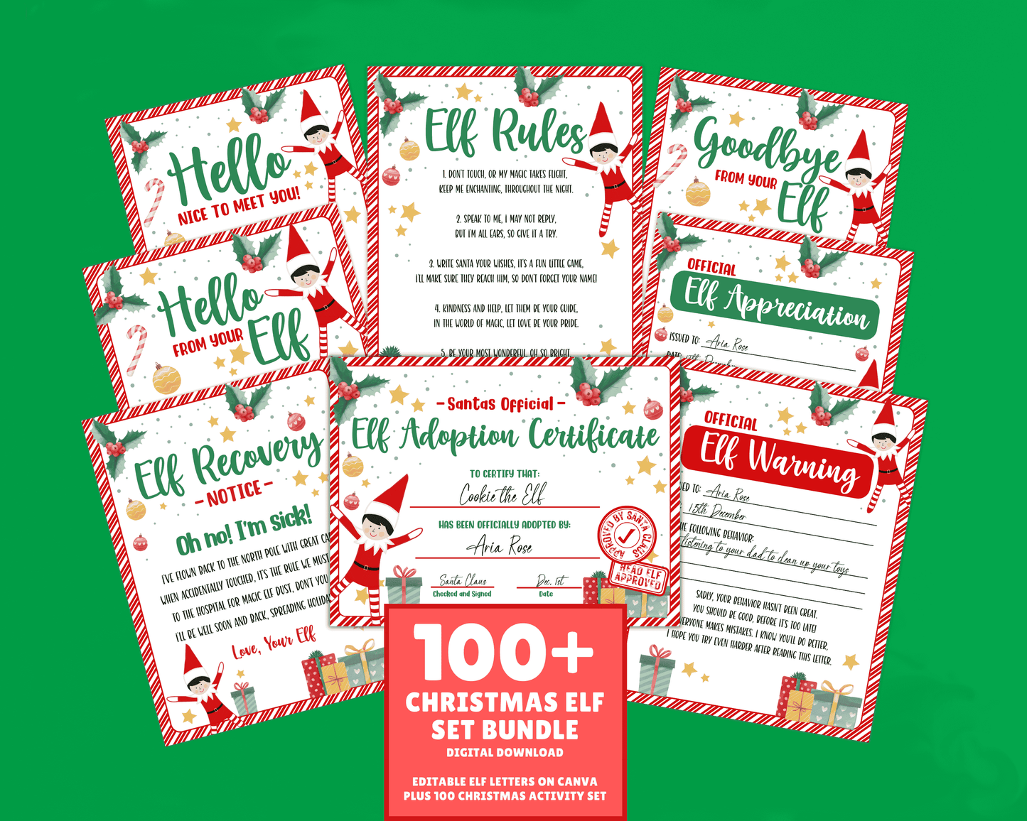 EDITABLE Elf Letter Set