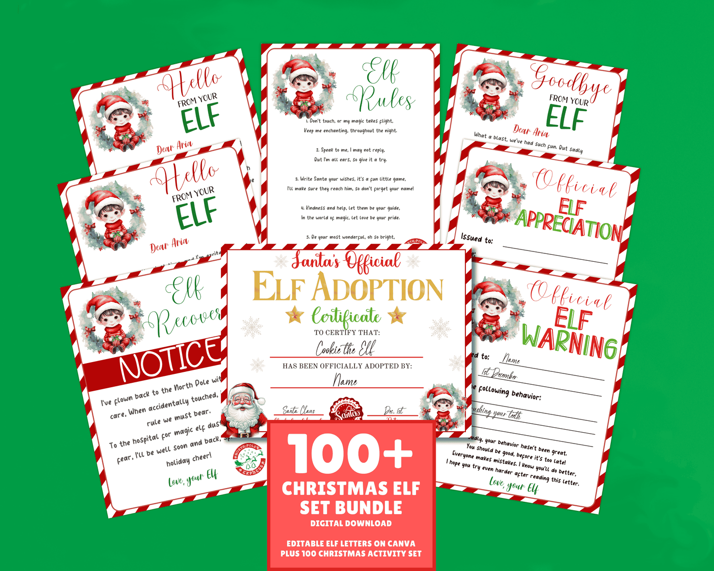 EDITABLE Elf Letter Set