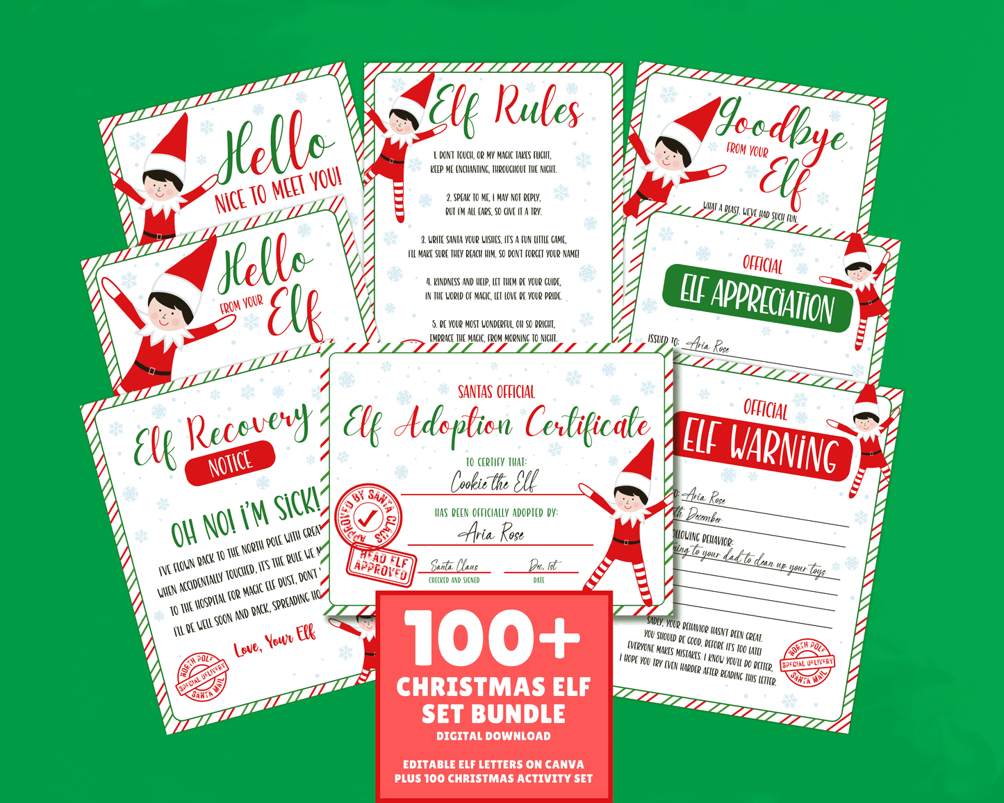 EDITABLE Elf Letter Set
