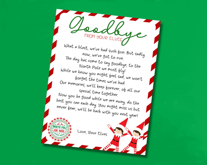 EDITABLE Goodbye from your Elves Letter