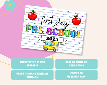 First Day of Preschool 2025 Certificate
