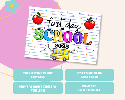 First Day of School 2025 Certificate