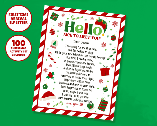EDITABLE First TIme Arrival Elf Hello Letter