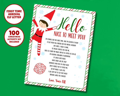 EDITABLE First TIme Arrival Elf Hello Letter