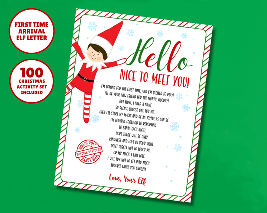 EDITABLE First TIme Arrival Elf Hello Letter