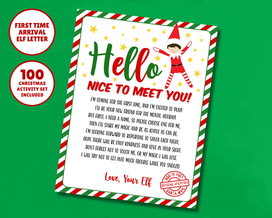 EDITABLE First TIme Arrival Elf Hello Letter