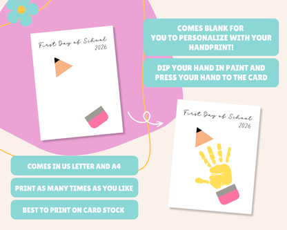 First Day Of School Handprint Craft