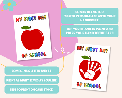 First Day Of School Handprint Craft