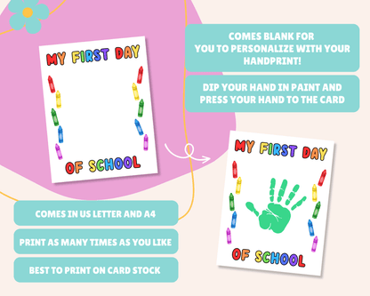 First Day Of School Handprint Craft