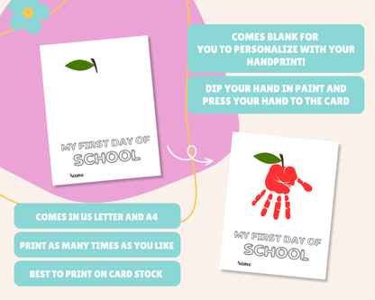 First Day Of School Handprint Craft