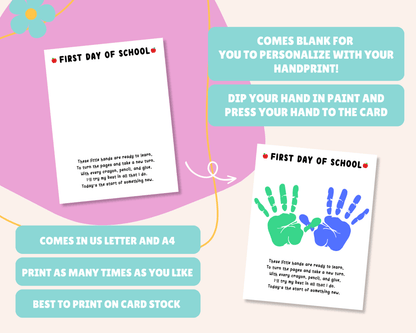 First Day Of School Handprint Craft