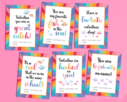 Editable Fish Valentine Cards for Kids Classroom Valentine