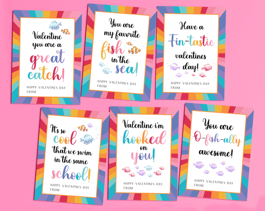 Editable Fish Valentine Cards for Kids Classroom Valentine