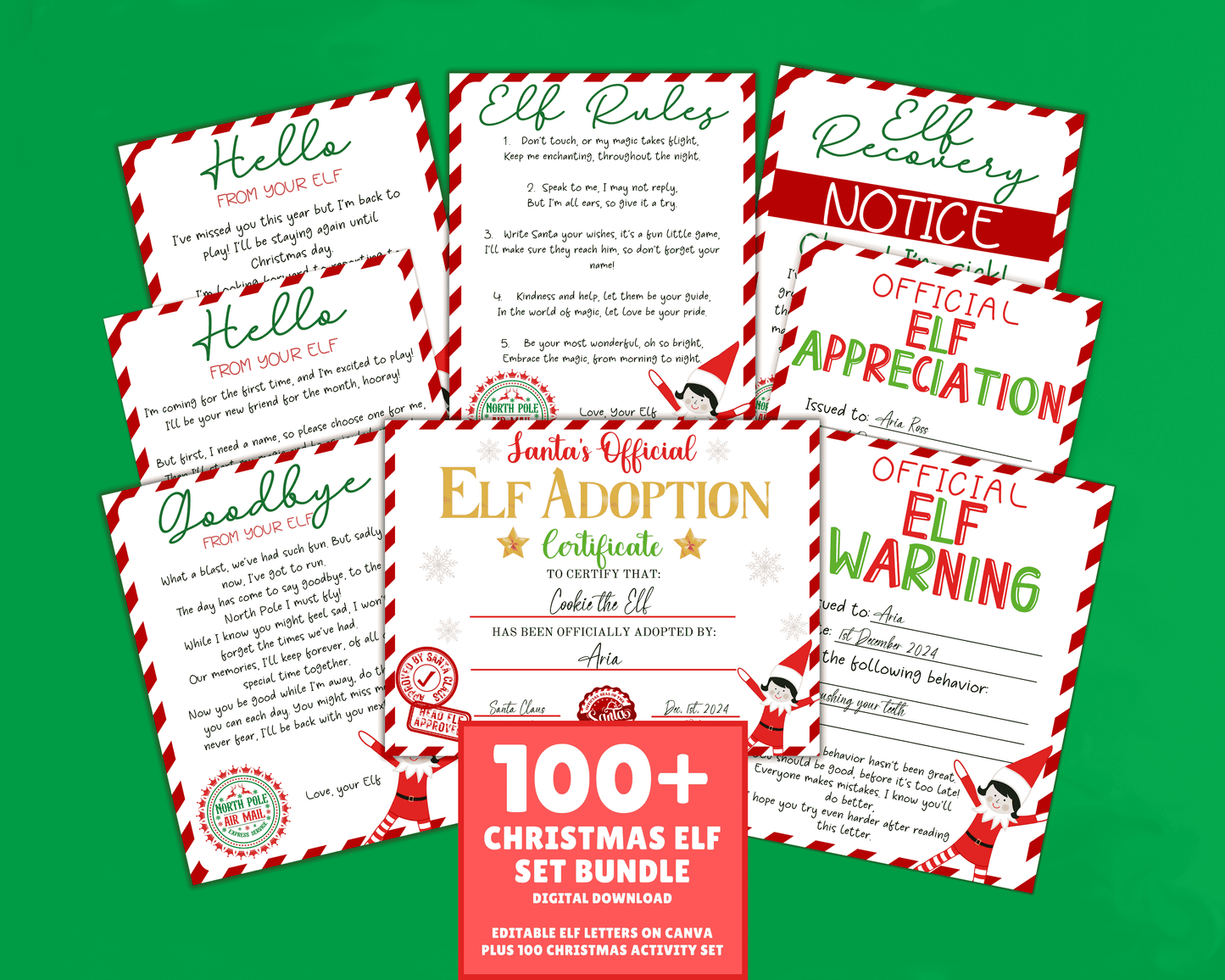 EDITABLE Girl Elf Letter Set