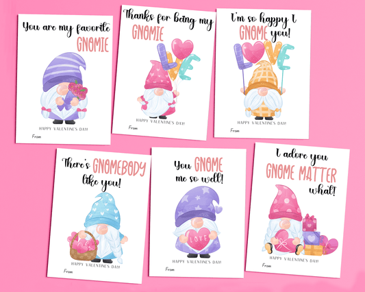 Editable Gnome Valentine Cards for Kids Classroom Valentine