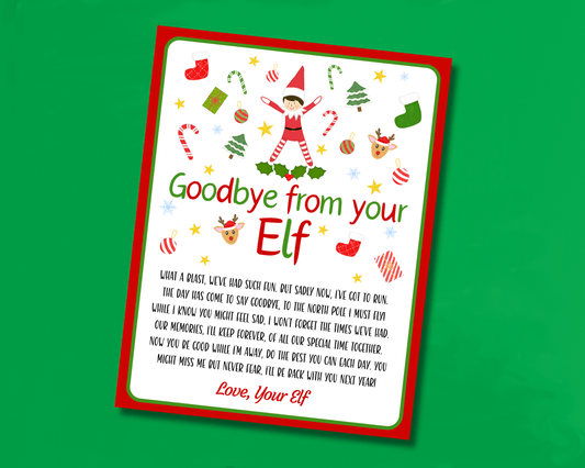 EDITABLE Goodbye from your Elf Letter