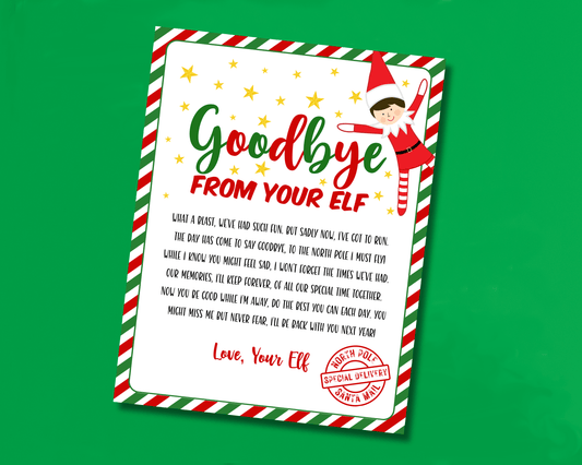 EDITABLE Goodbye from your Elf Letter