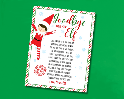 EDITABLE Goodbye from your Elf Letter