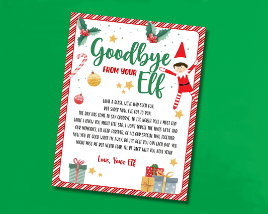 EDITABLE Goodbye from your Elf Letter