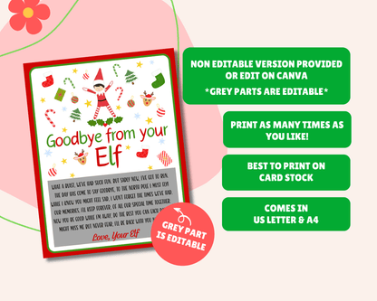 EDITABLE Goodbye from your Elf Letter