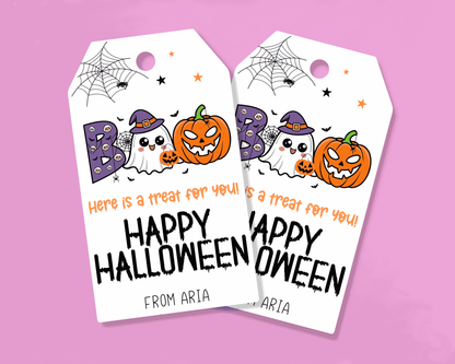 Boo Ghost Pumpkin Halloween Gift Tags