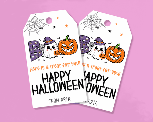 Boo Ghost Pumpkin Halloween Gift Tags