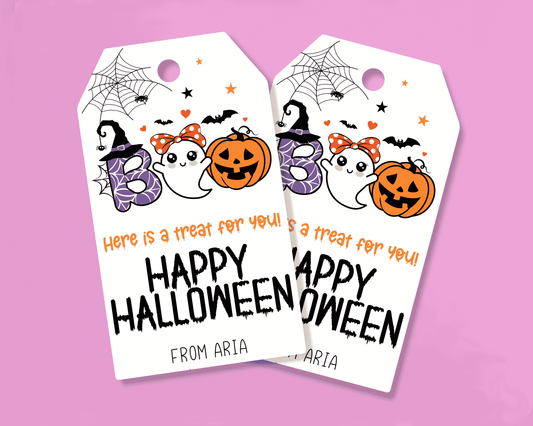 Boo Ghost Pumpkin Halloween Gift Tags