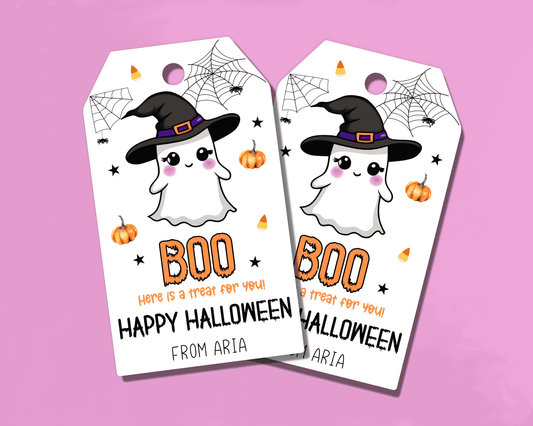 Ghost Boo Happy Halloween Gift Tags