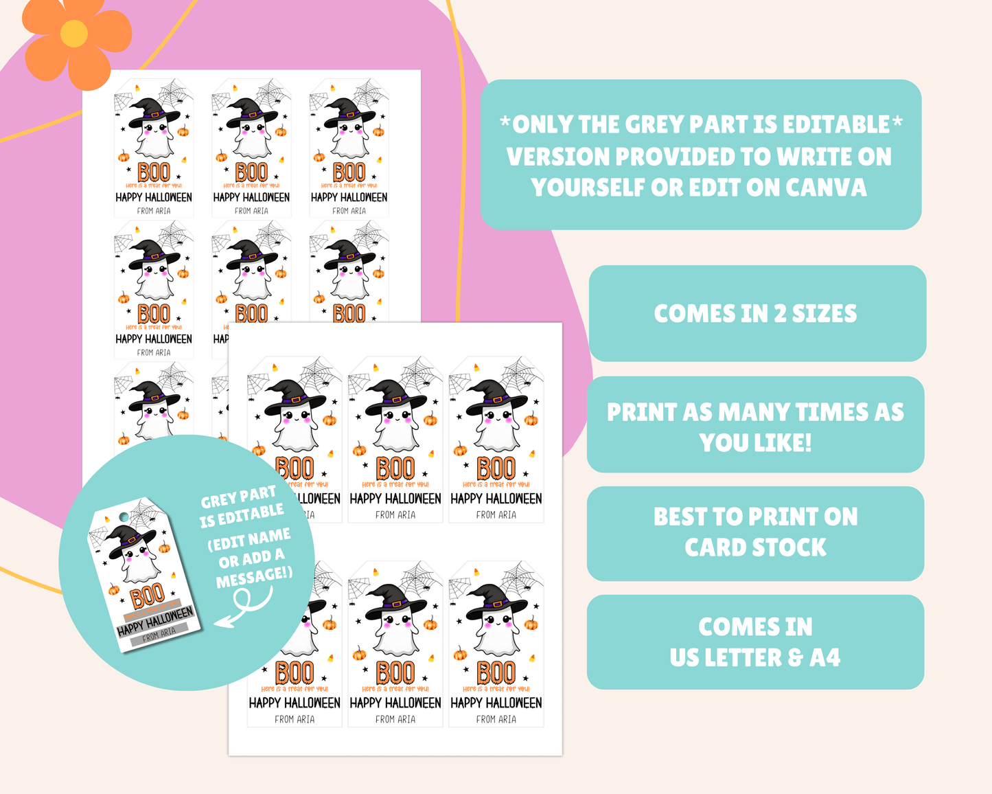 Ghost Boo Happy Halloween Gift Tags