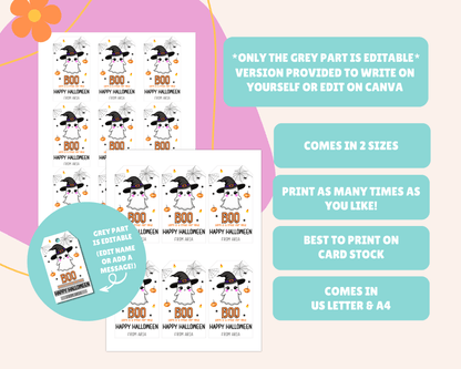Ghost Boo Happy Halloween Gift Tags