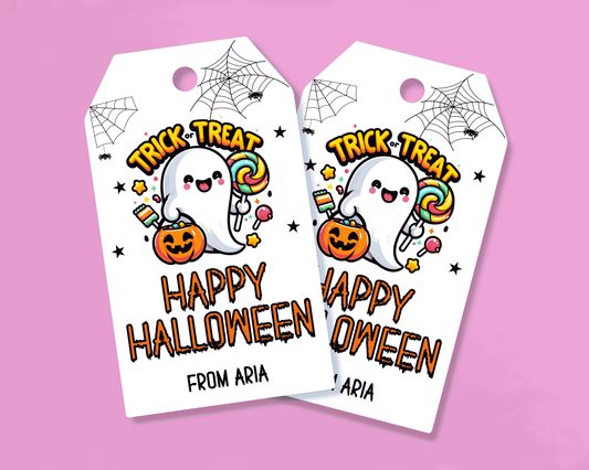Trick or Treat Ghost Halloween Gift Tags