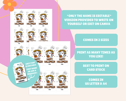 Trick or Treat Ghost Halloween Gift Tags